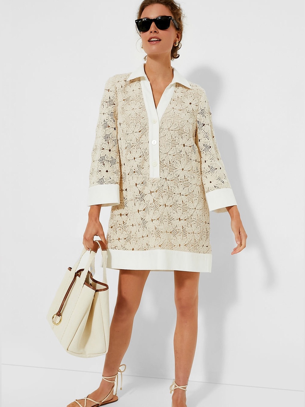 TUCKERNUCK Tan Crochet Collier Dress Small